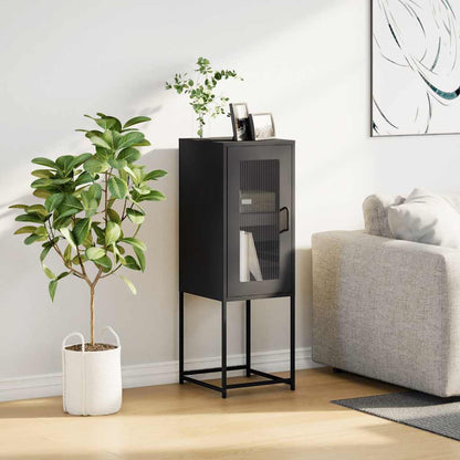 Credenza Nera 36x39x107 cm in Acciaio Laminato a Freddo