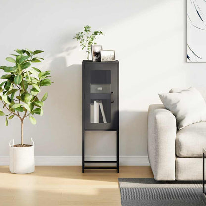 Credenza Nera 36x39x107 cm in Acciaio Laminato a Freddo