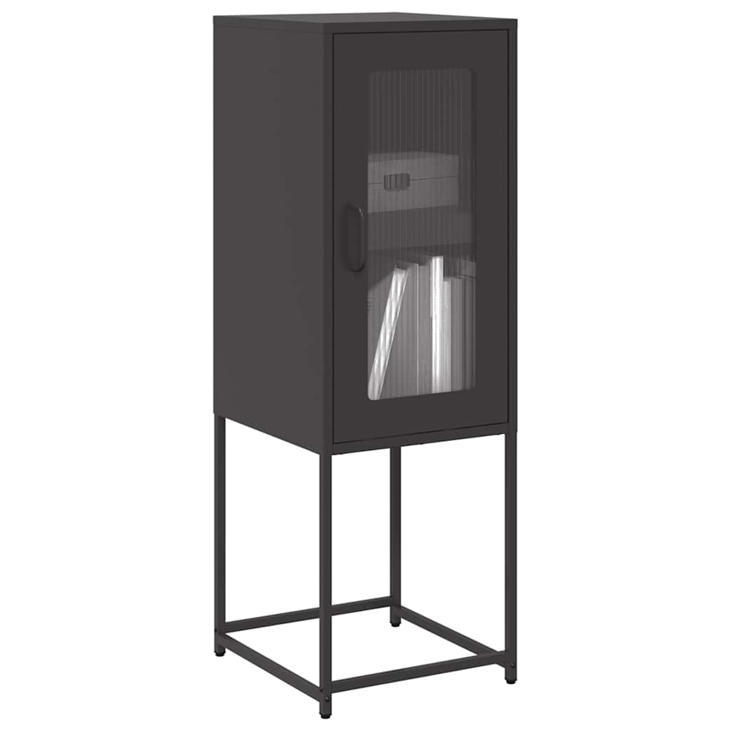 Credenza Nera 36x39x107 cm in Acciaio Laminato a Freddo