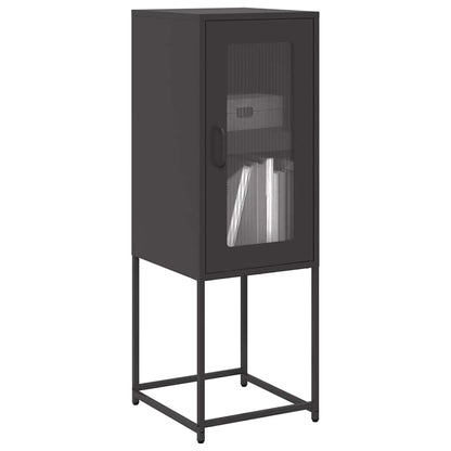 Credenza Nera 36x39x107 cm in Acciaio Laminato a Freddo