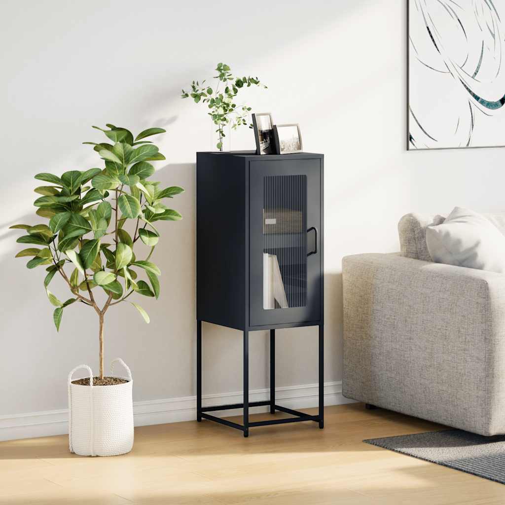 Credenza Antracite 36x39x107 cm in Acciaio Laminato a Freddo