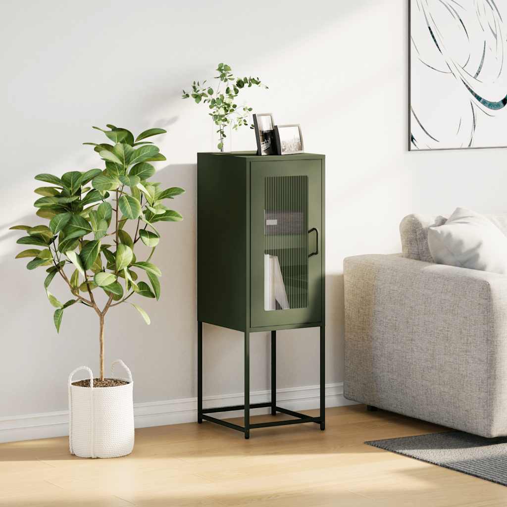Credenza Verde Oliva 36x39x107 cm in Acciaio Laminato a Freddo