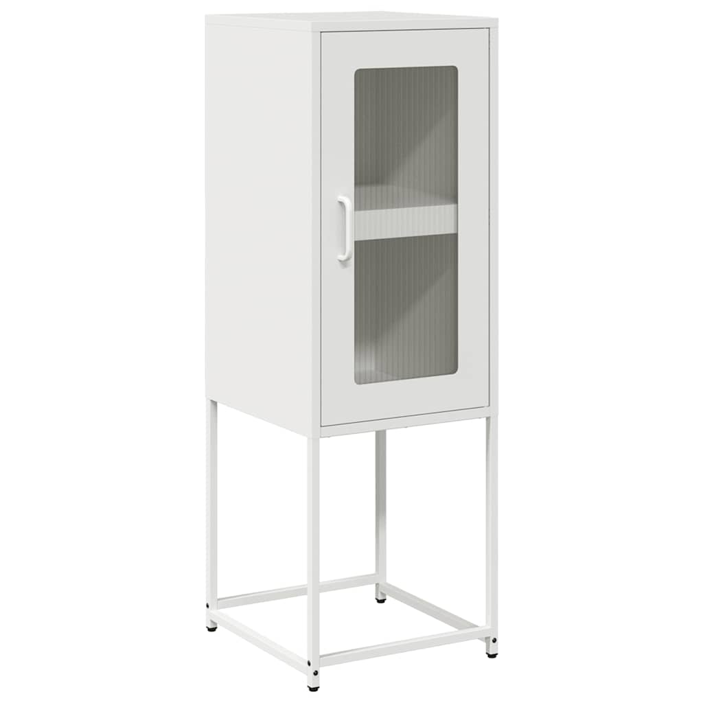 Credenza Bianca 36x39x107 cm in Acciaio Laminato a Freddo
