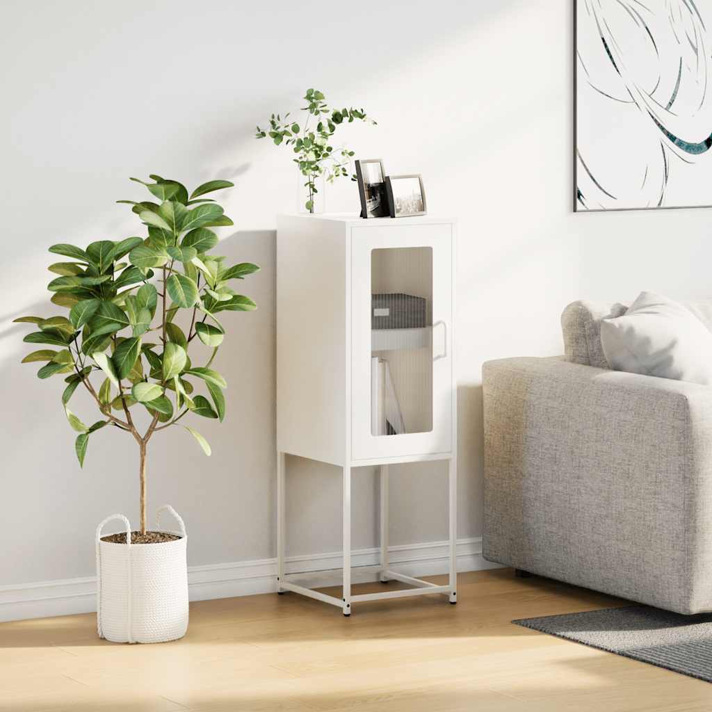 Credenza Bianca 36x39x107 cm in Acciaio Laminato a Freddo