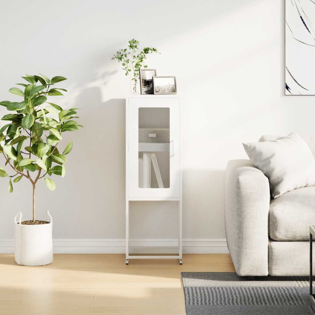 Credenza Bianca 36x39x107 cm in Acciaio Laminato a Freddo