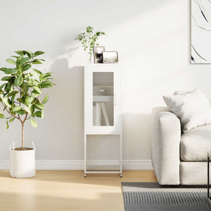 Credenza Bianca 36x39x107 cm in Acciaio Laminato a Freddo