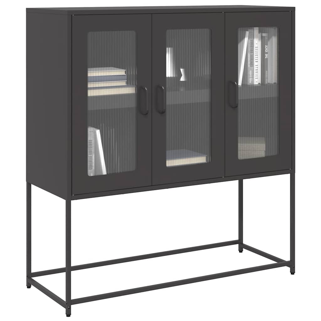 Credenza Nera 100,5x39x107 cm in Acciaio Laminato a Freddo