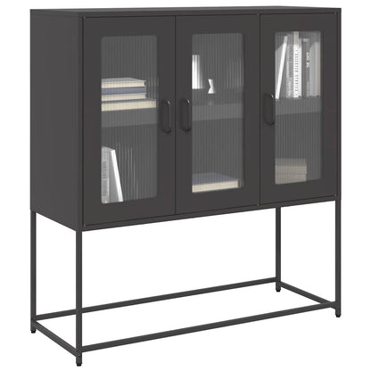 Credenza Nera 100,5x39x107 cm in Acciaio Laminato a Freddo