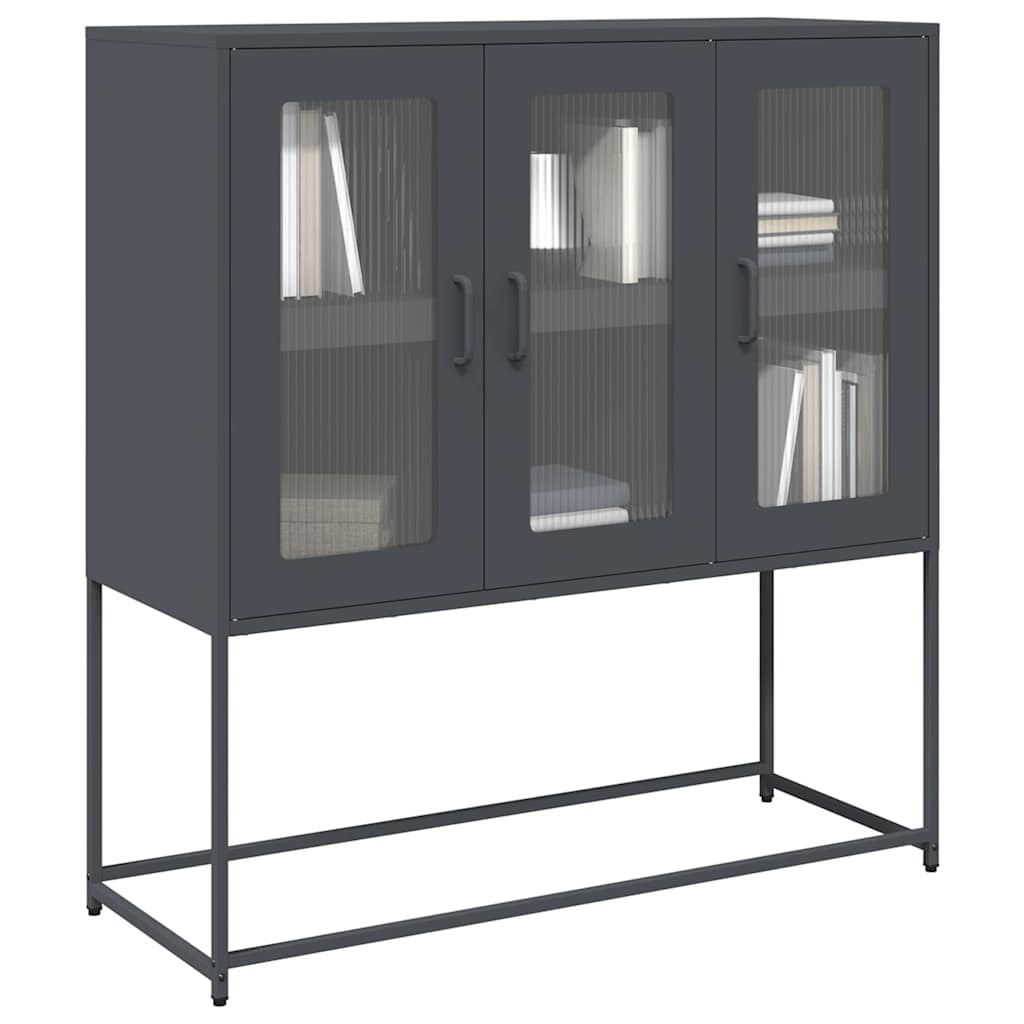 Credenza Antracite 100,5x39x107 cm in Acciaio Laminato a Freddo