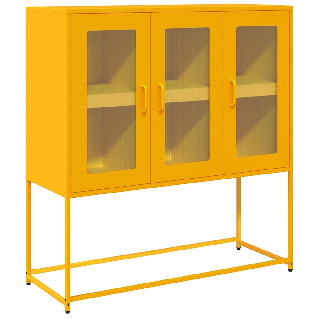 Credenza Giallo Senape 100,5x39x107cm Acciaio Laminato Freddo