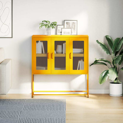 Credenza Giallo Senape 100,5x39x107cm Acciaio Laminato Freddo
