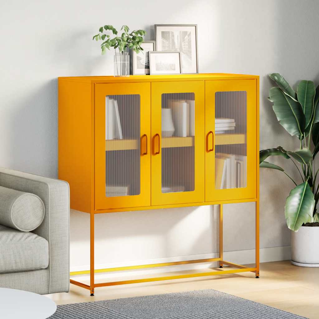 Credenza Giallo Senape 100,5x39x107cm Acciaio Laminato Freddo