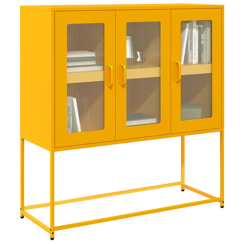 Credenza Giallo Senape 100,5x39x107cm Acciaio Laminato Freddo