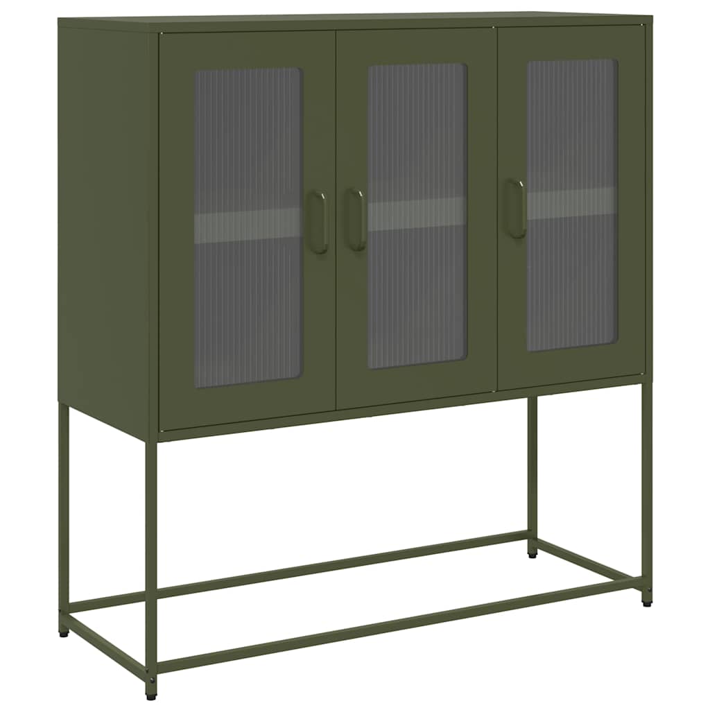 Credenza Verde Oliva 100,5x39x107 cm Acciaio Laminato a Freddo