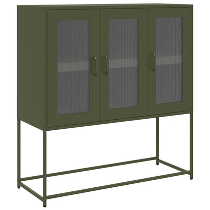Credenza Verde Oliva 100,5x39x107 cm Acciaio Laminato a Freddo