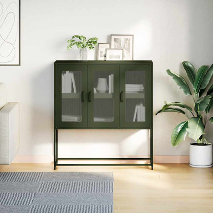 Credenza Verde Oliva 100,5x39x107 cm Acciaio Laminato a Freddo