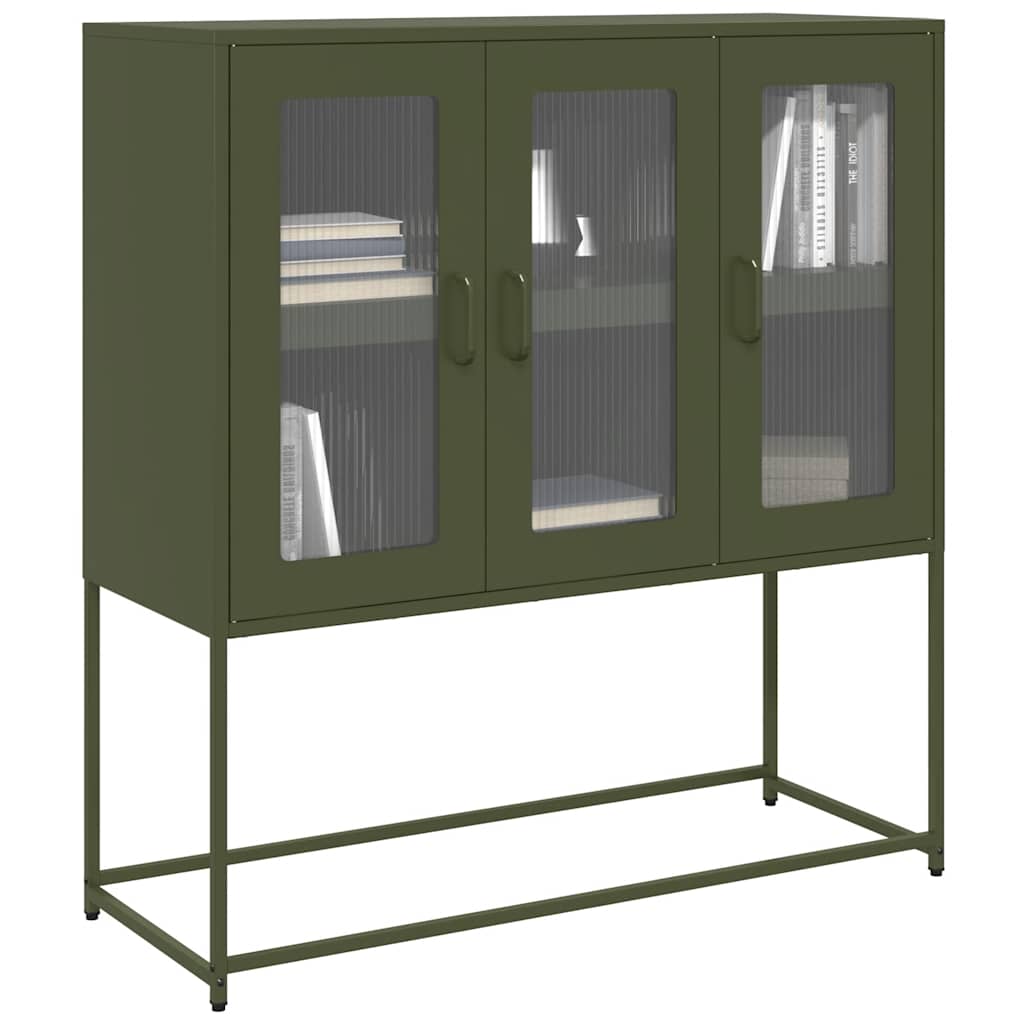 Credenza Verde Oliva 100,5x39x107 cm Acciaio Laminato a Freddo