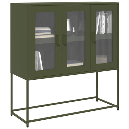 Credenza Verde Oliva 100,5x39x107 cm Acciaio Laminato a Freddo