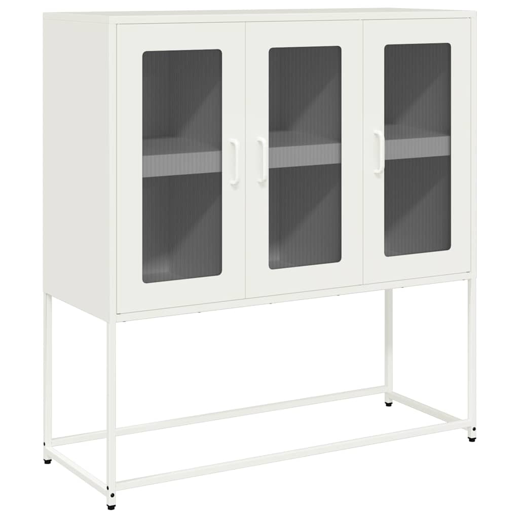 Credenza Bianca 100,5x39x107 cm in Acciaio Laminato a Freddo