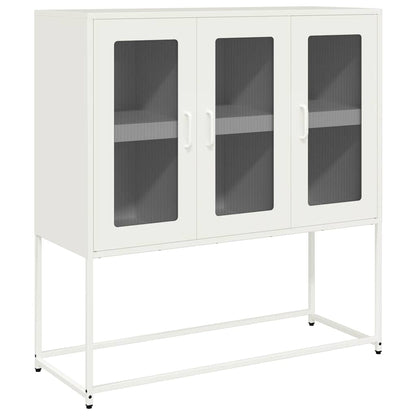 Credenza Bianca 100,5x39x107 cm in Acciaio Laminato a Freddo