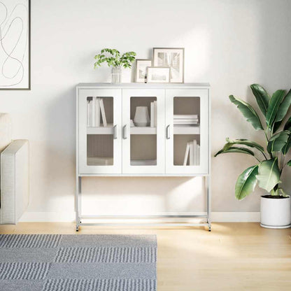 Credenza Bianca 100,5x39x107 cm in Acciaio Laminato a Freddo