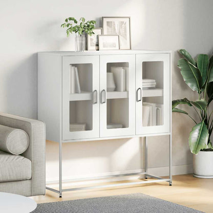 Credenza Bianca 100,5x39x107 cm in Acciaio Laminato a Freddo
