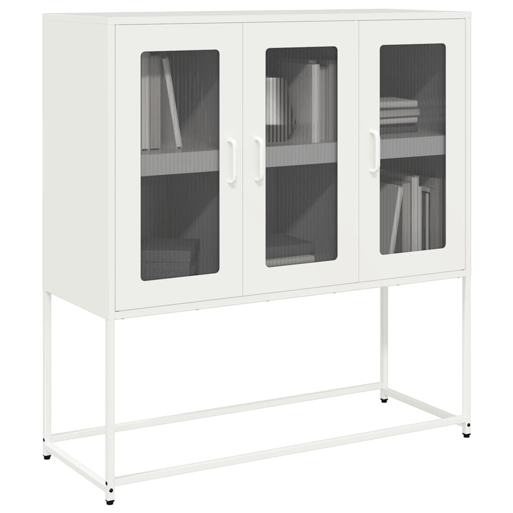 Credenza Bianca 100,5x39x107 cm in Acciaio Laminato a Freddo