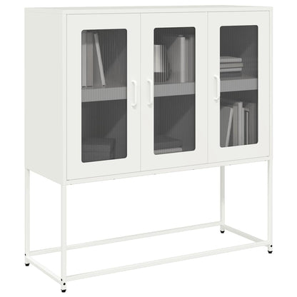 Credenza Bianca 100,5x39x107 cm in Acciaio Laminato a Freddo