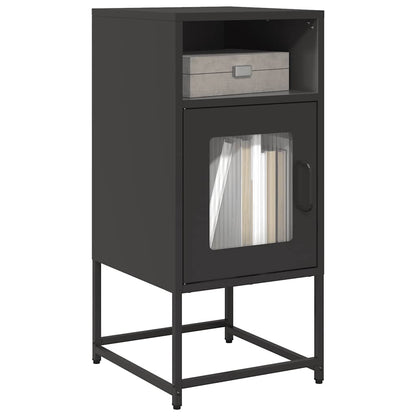 Comodino Nero 36x39x78 cm in Acciaio Laminato a Freddo
