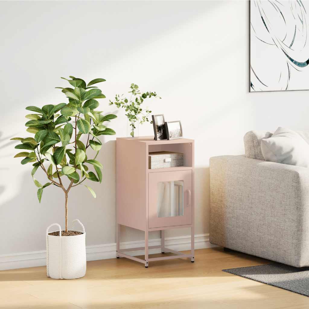 Comodino Rosa 36x39x78 cm in Acciaio Laminato a Freddo