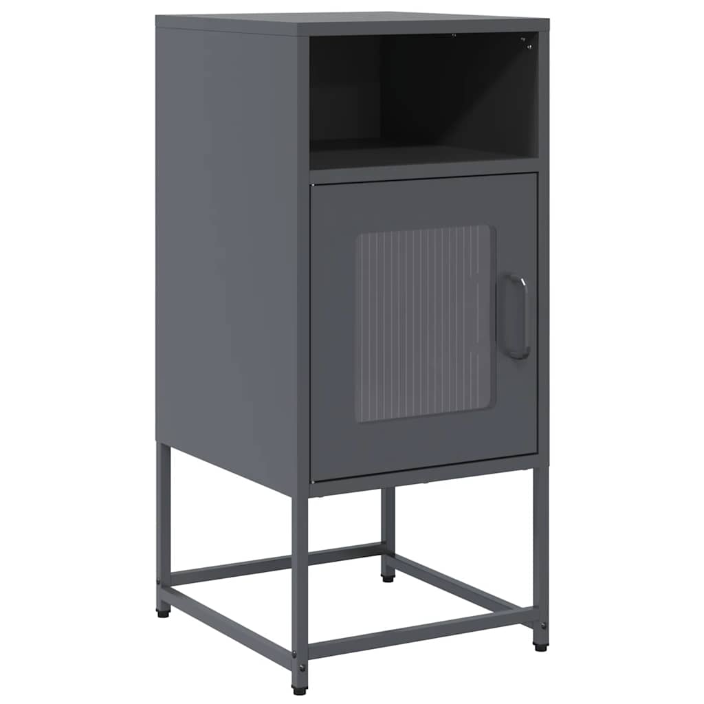 Comodino Antracite 36x39x78 cm in Acciaio Laminato a Freddo