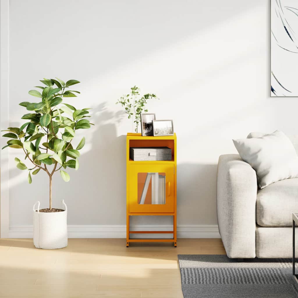 Comodino Giallo Senape 36x39x78 cm in Acciaio Laminato a Freddo
