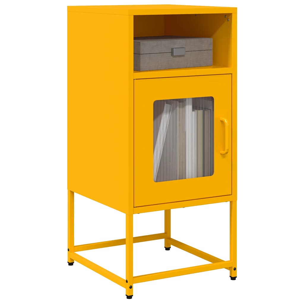 Comodino Giallo Senape 36x39x78 cm in Acciaio Laminato a Freddo