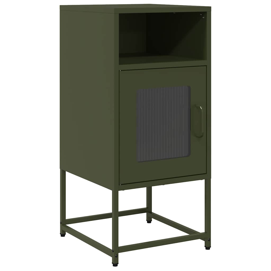 Comodino Verde Oliva 36x39x78 cm in Acciaio Laminato a Freddo