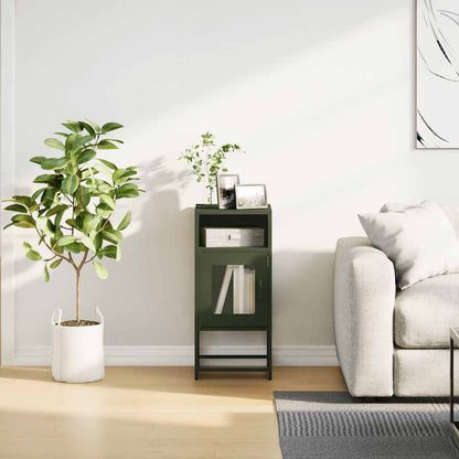 Comodino Verde Oliva 36x39x78 cm in Acciaio Laminato a Freddo