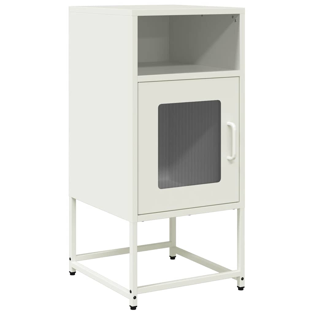 Comodino Bianco 36x39x78 cm in Acciaio Laminato a Freddo