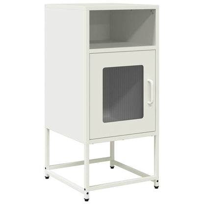 Comodino Bianco 36x39x78 cm in Acciaio Laminato a Freddo