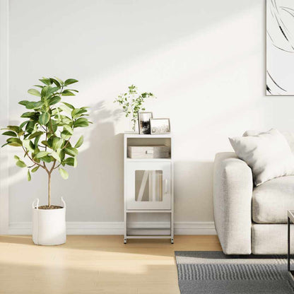 Comodino Bianco 36x39x78 cm in Acciaio Laminato a Freddo