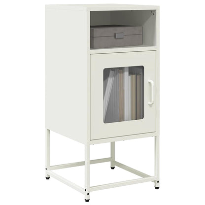 Comodino Bianco 36x39x78 cm in Acciaio Laminato a Freddo