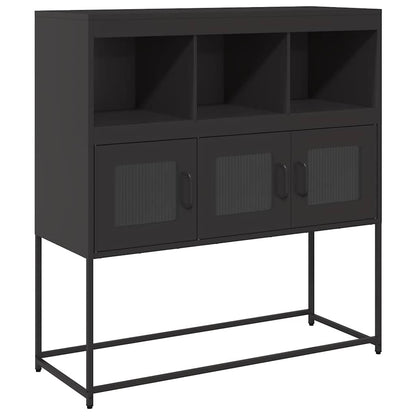 Credenza Nera 100,5x39x107 cm in Acciaio Laminato a Freddo