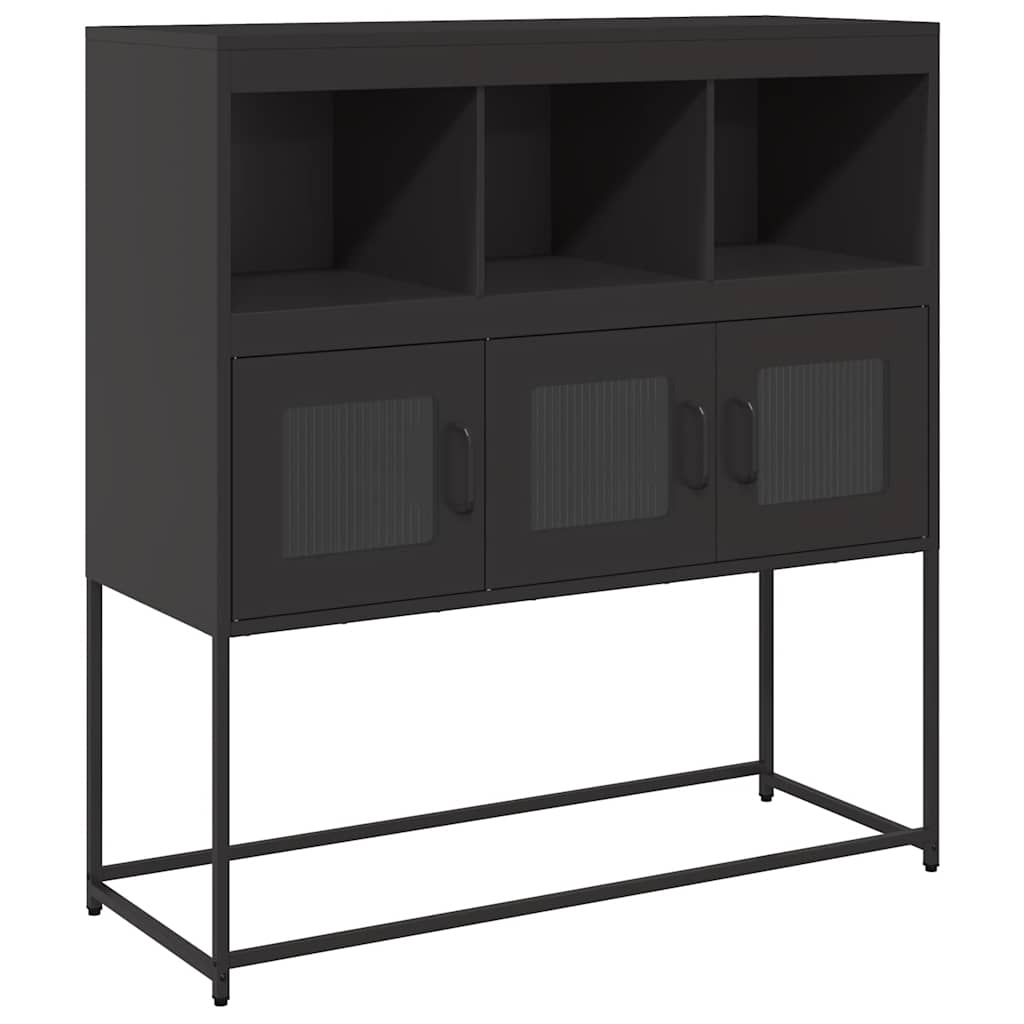 Credenza Nera 100,5x39x107 cm in Acciaio Laminato a Freddo