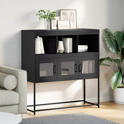 Credenza Nera 100,5x39x107 cm in Acciaio Laminato a Freddo