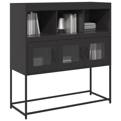 Credenza Nera 100,5x39x107 cm in Acciaio Laminato a Freddo