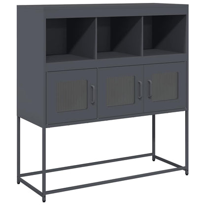 Credenza Antracite 100,5x39x107 cm in Acciaio Laminato a Freddo