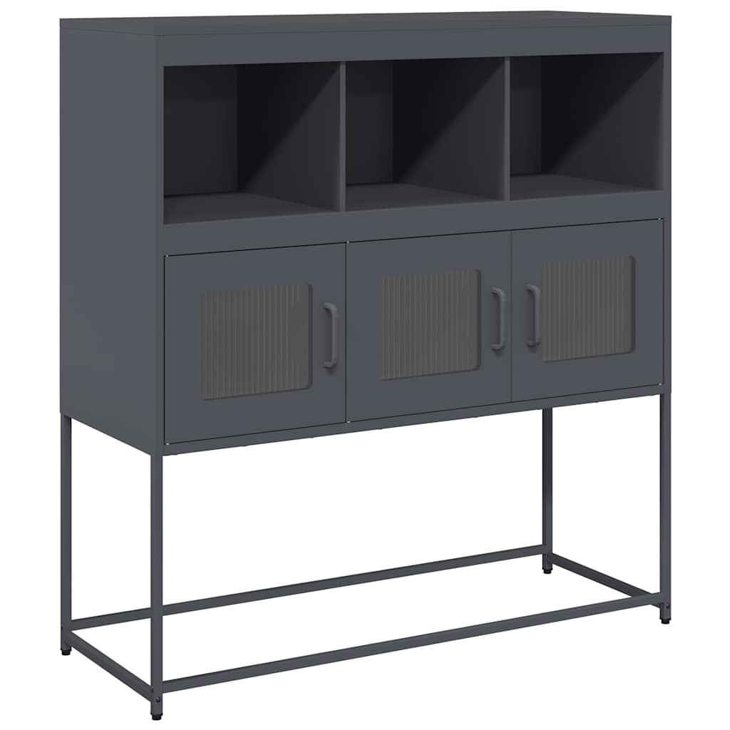 Credenza Antracite 100,5x39x107 cm in Acciaio Laminato a Freddo