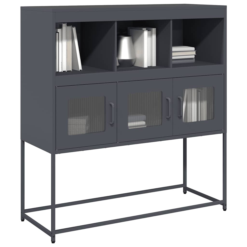 Credenza Antracite 100,5x39x107 cm in Acciaio Laminato a Freddo
