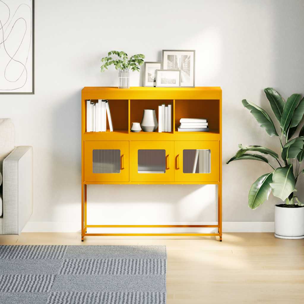 Credenza Giallo Senape 100,5x39x107cm Acciaio Laminato Freddo