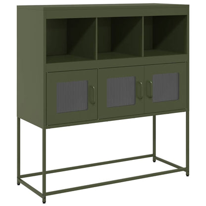 Credenza Verde Oliva 100,5x39x107 cm Acciaio Laminato a Freddo