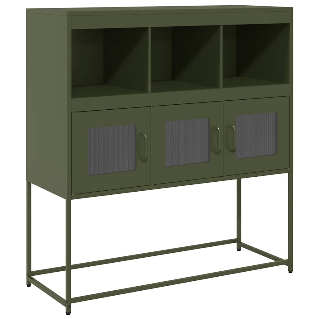 Credenza Verde Oliva 100,5x39x107 cm Acciaio Laminato a Freddo