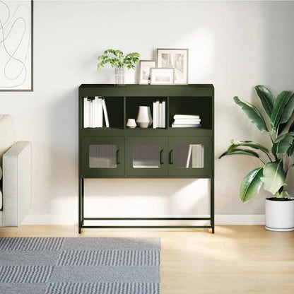 Credenza Verde Oliva 100,5x39x107 cm Acciaio Laminato a Freddo